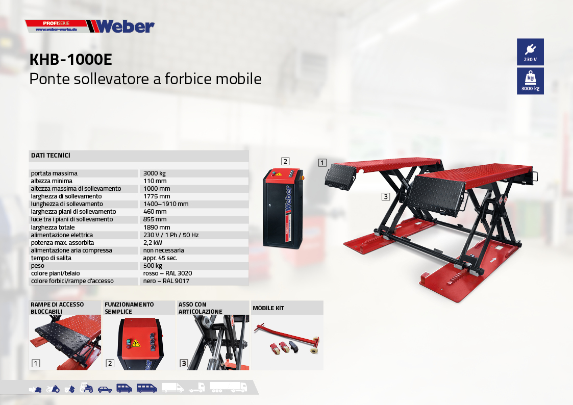 Ponte sollevatore Weber a forbice mobile KHB-1000E