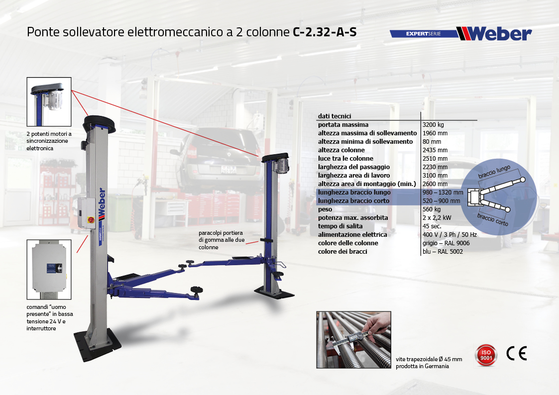 Ponte sollevatore elettromeccanico a 2 colonne C-2.32-AS