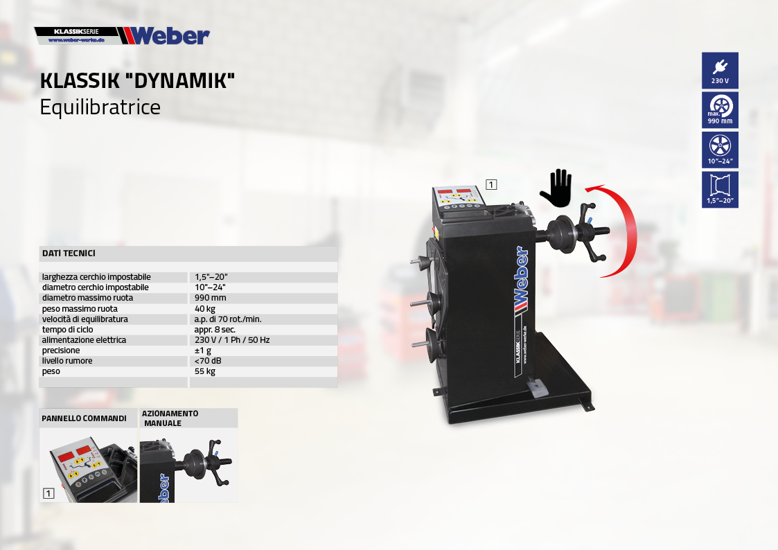 Equilibratrice veicoli leggeri Weber KLASSIKSERIE „Dynamik“