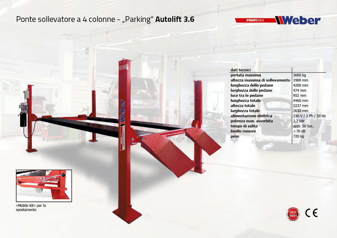 Ponte sollevatore a 4 colonne - „Parking“ Autolift 3.6