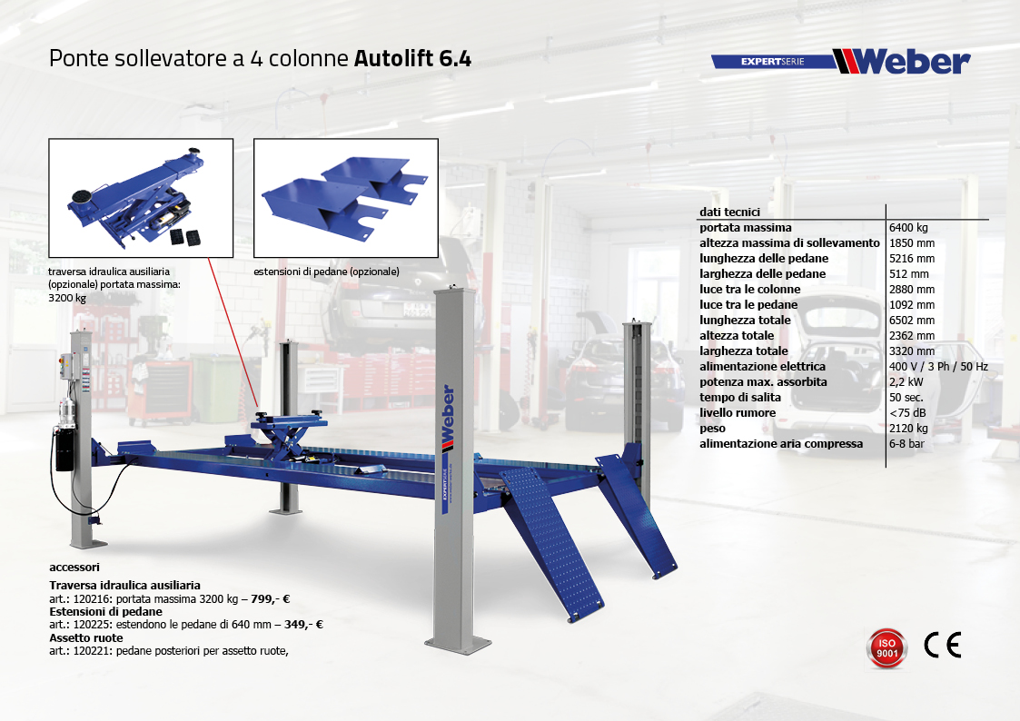 Ponte sollevatore a 4 colonne Weber Expert Serie Autolift 6.4