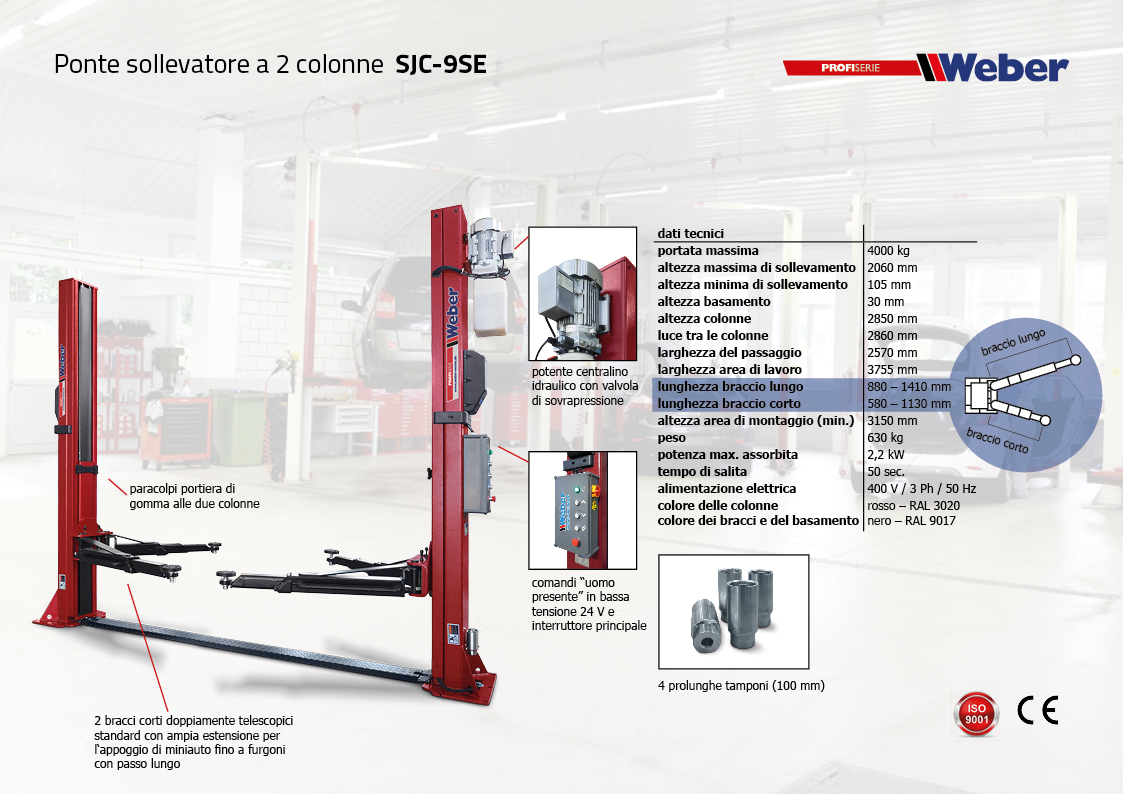 Ponte sollevatore elettroidraulico Weber Profi Serie SJC-9SE