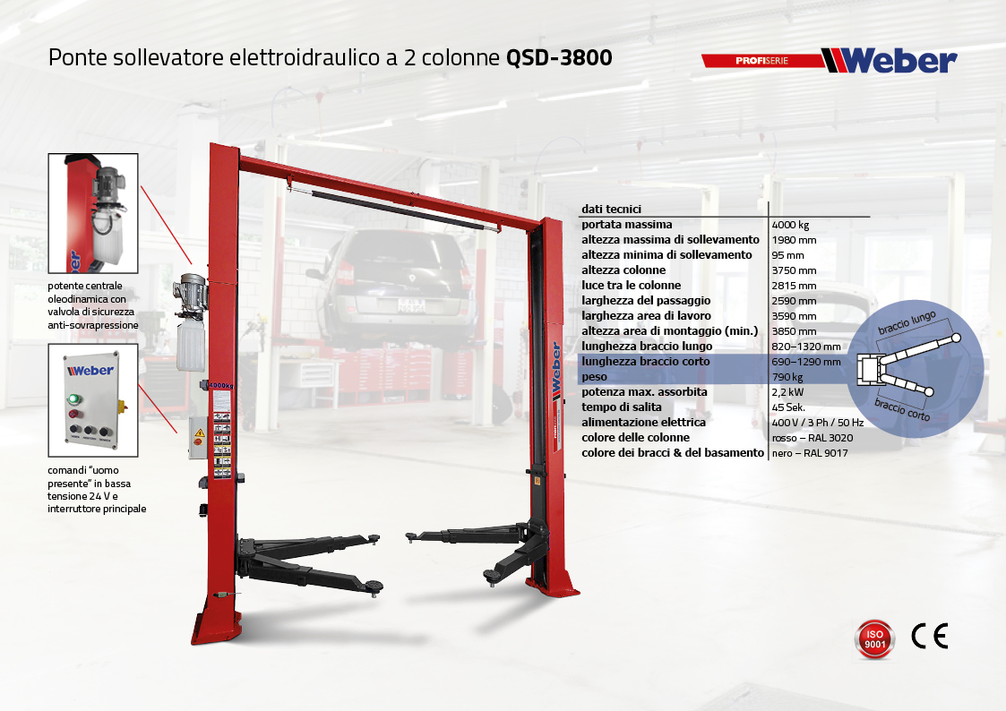 Ponte sollevatore 2 colonne Weber ProfiSerie QSD-3800