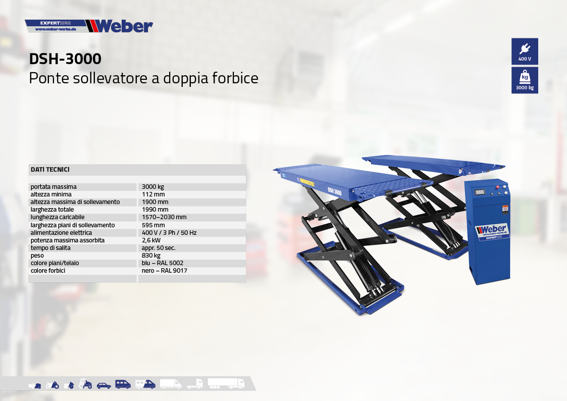Ponte sollevatore a doppia forbice DSH-3000
