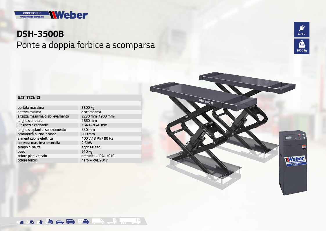 Ponte sollevatore a doppia forbice Weber Expert Serie DSH-3500B
