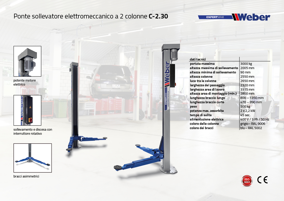 Ponte sollevatore elettromeccanico Weber Expert Serie a 2 colonne C-2.30