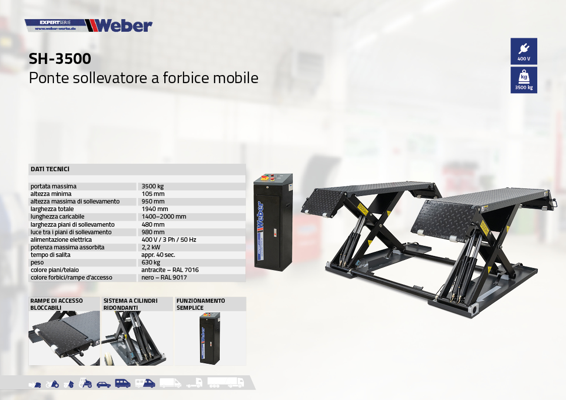 Ponte sollevatore Weber a forbice mobile SH-3500