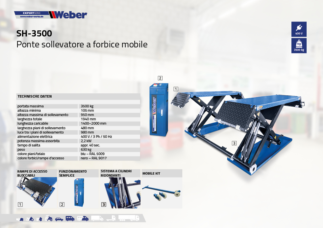Ponte sollevatore Weber a forbice mobile SH-3500