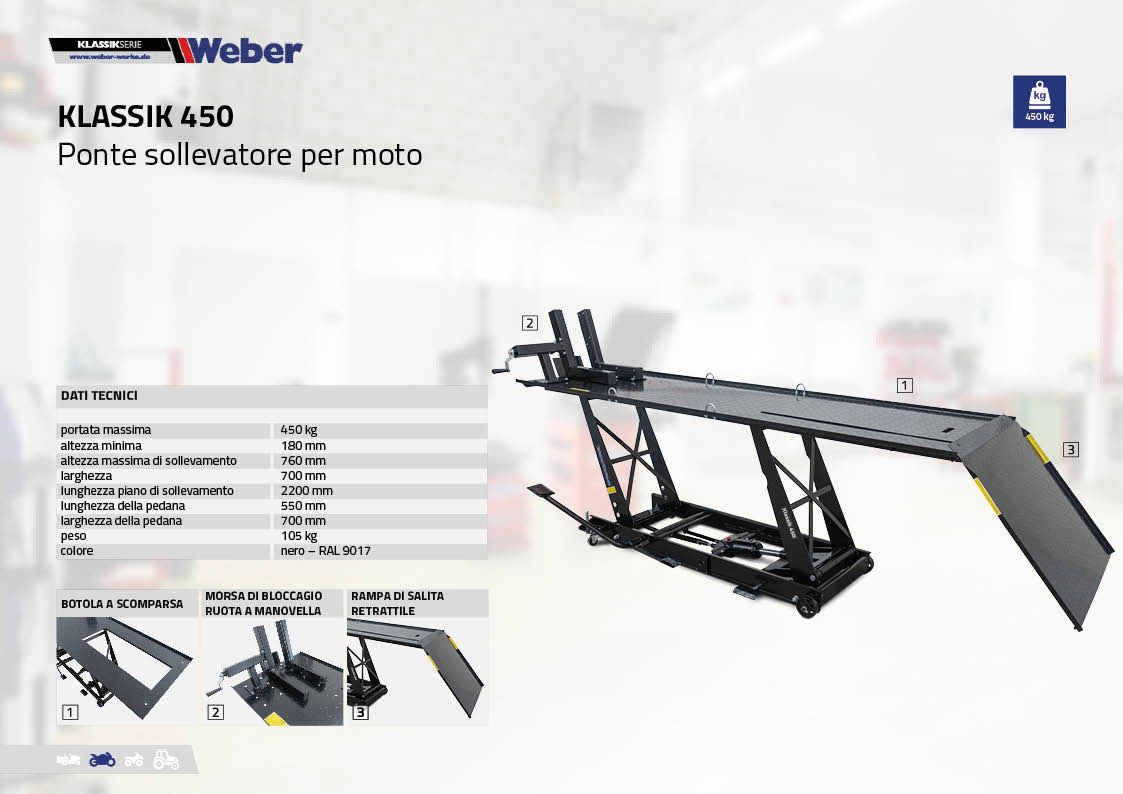 Ponte sollevatore Weber per moto Klassik 450