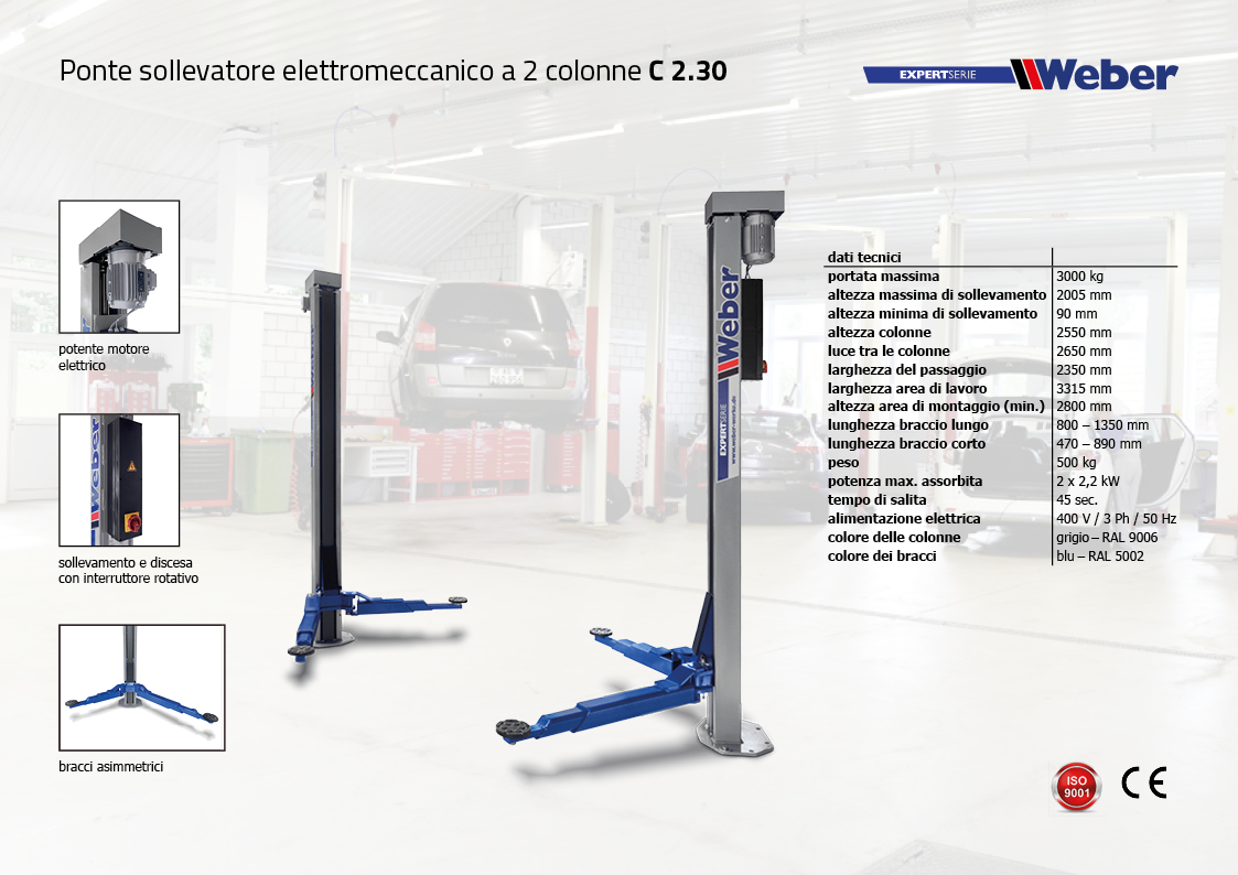Ponte sollevatore elettromeccanico Weber Expert Serie a 2 colonne C-2.30