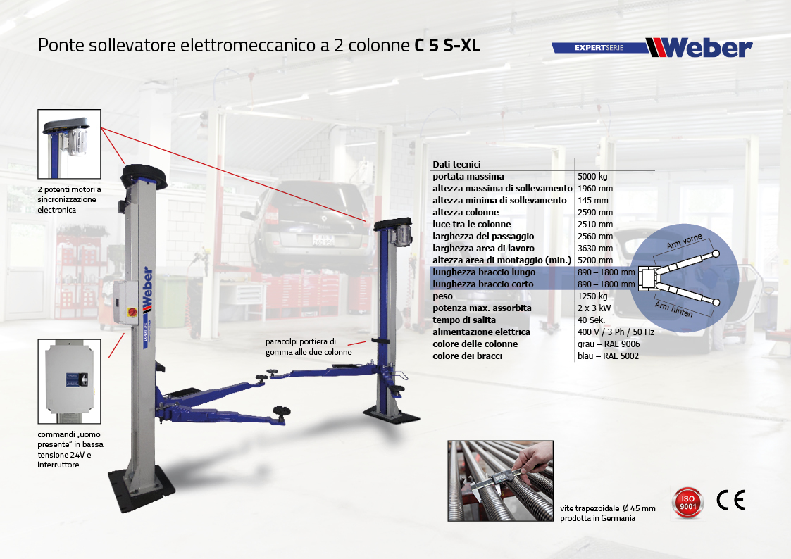 Ponte sollevatore elettromeccanico a 2 colonne C 5 S-XL
