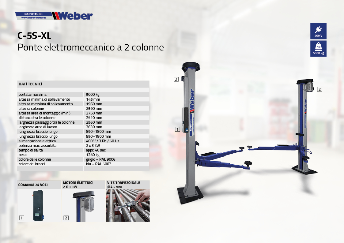 Ponte sollevatore elettromeccanico a 2 colonne C 5 S-XL
