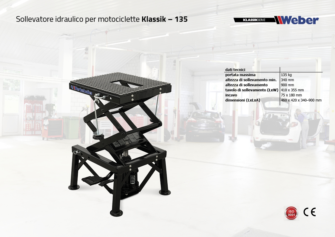 Sollevatore idraulico per motociclette Weber Klassik Serie – 135