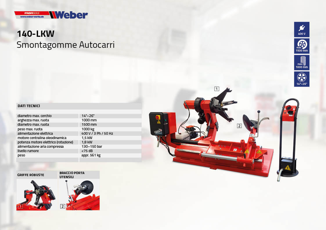 Smontagomme Autocarri Weber Expert-Serie 140-LKW
