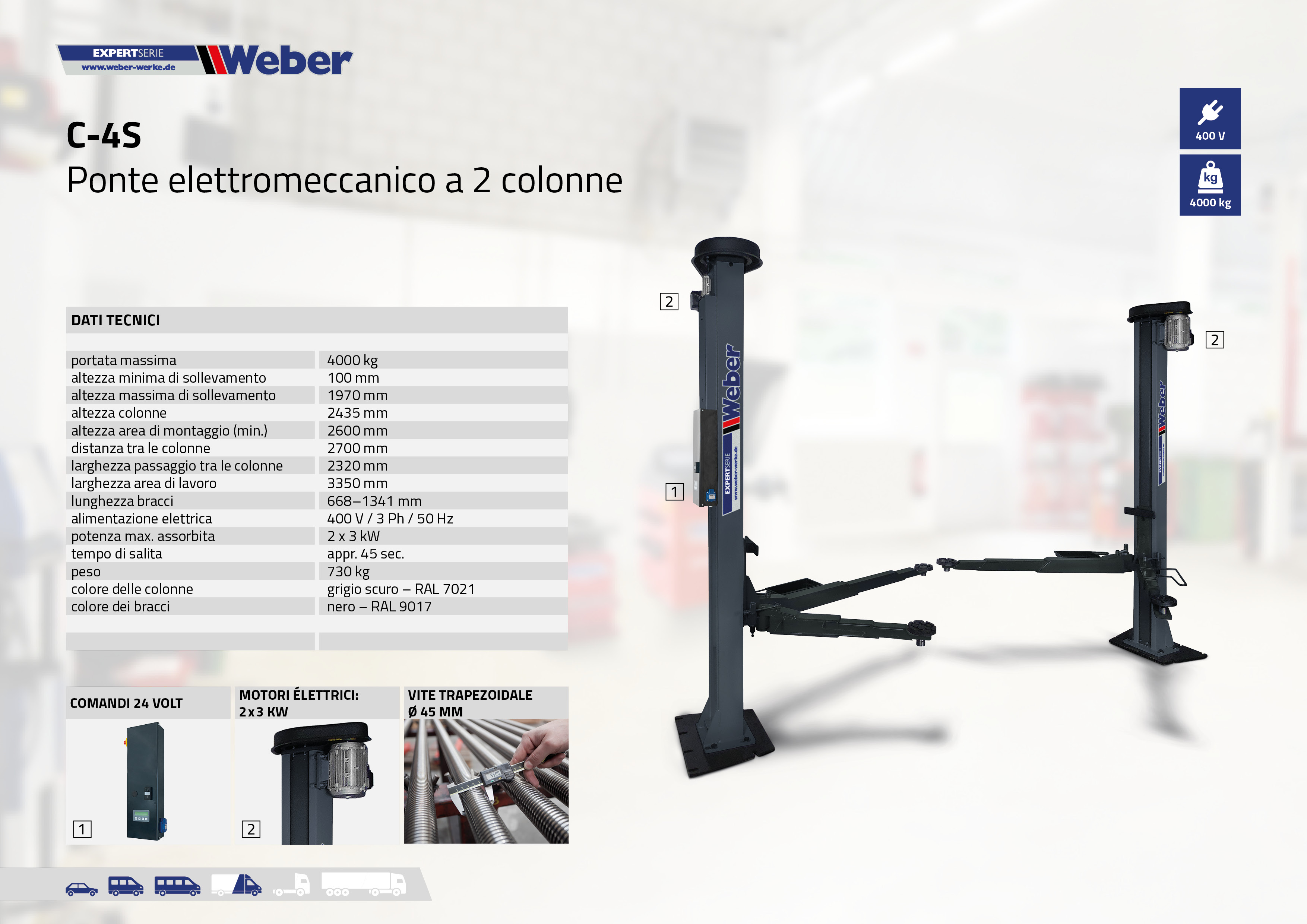 Ponte sollevatore elettromeccanico a 2 colonne C-4S
